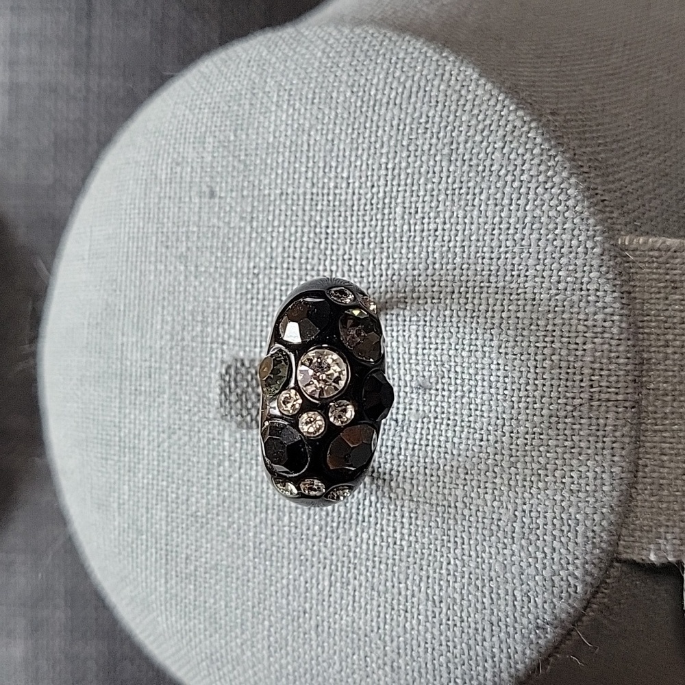 Lia Sophia Black Ring with Crystals
